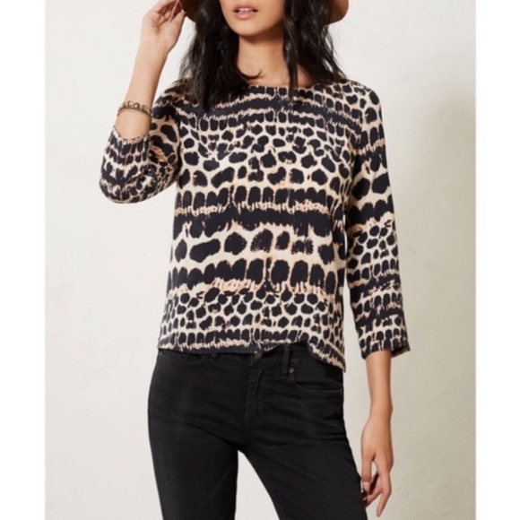 Anthropologie Tops - SOLD Anthropologie Maeve Leopard Print Silk Top